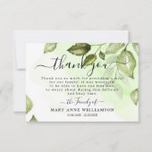 Botanische Greenery Funeral Food Hartelijk dank Bedankkaart (Voorkant)