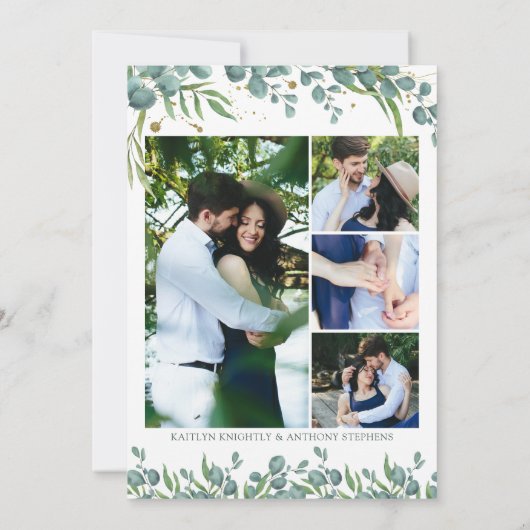 Botanische Greenery Gold 7 Foto bewaart de datum Save The Date (Achterkant)