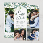 Botanische Greenery Gold 7 Foto bewaart de datum Save The Date (Voorkant / Achterkant)
