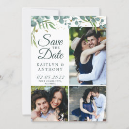 Botanische Greenery Gold 7 Foto bewaart de datum Save The Date