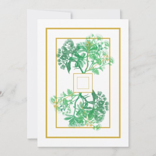 Botanische Greenery Gold Accents Wedding Save The Date (Achterkant)