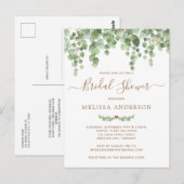 Botanische Greenery Gold Bridal Shower Briefkaart (Voorkant / Achterkant)