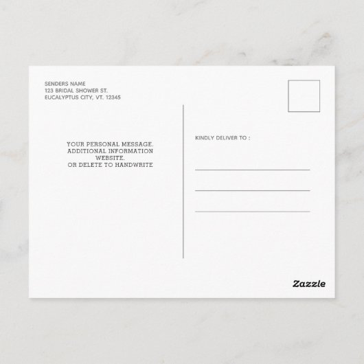 Botanische Greenery Gold Bridal Shower Briefkaart (Achterkant)