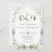 Botanische Greenery Gold Garden Boy Baby shower Kaart (Voorkant)