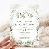 Botanische Greenery Gold Garden Boy Baby shower Kaart