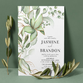 Botanische Greenery Gold Wedding Kaart