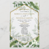 Botanische Greenery Goldish Wedding Programme (Voorkant)