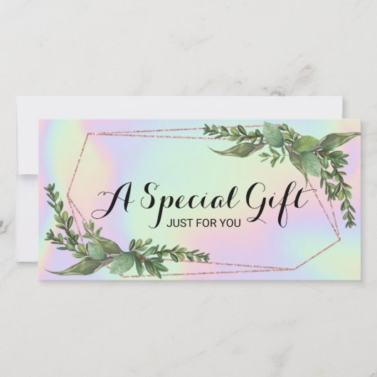 Botanische Greenery Holographic Gift Certificate (Voorkant)