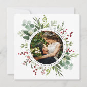 Botanische Greenery kerstbruiloft foto Square Bedankkaart (Voorkant)