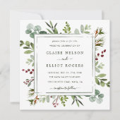 Botanische Greenery kerstbruiloft Square Kaart (Voorkant)
