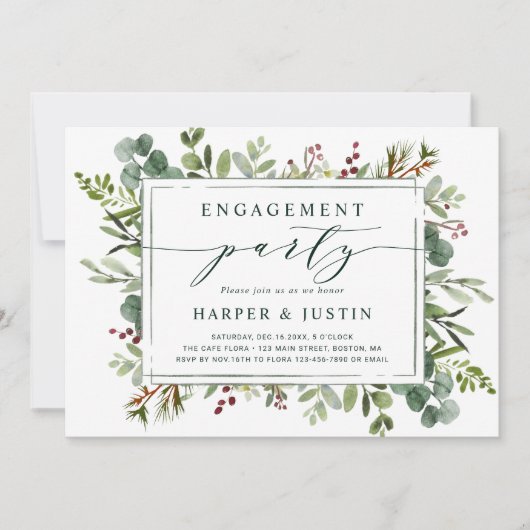 Botanische Greenery-kerstfeest Kaart (Voorkant)