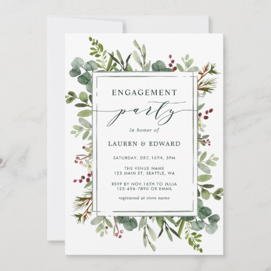 Botanische Greenery-kerstfeest Kaart (Voorkant)