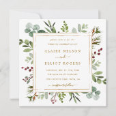 Botanische Greenery-kerstfeest met gouden bruiloft Kaart (Voorkant)