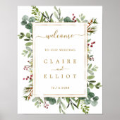 Botanische Greenery-kerstfeestdag Welkom Poster (Voorkant)