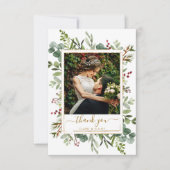 Botanische Greenery-kerstfeestfoto Foto Bedankkaart (Voorkant)