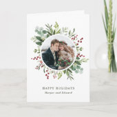 Botanische Greenery kerstfoto Feestdagen Kaart (Voorkant)