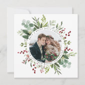 Botanische Greenery kerstfoto Square Feestdagenkaart (Voorkant)