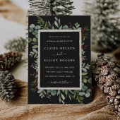 Botanische Greenery Kerstmis Black Weddenschap Kaart