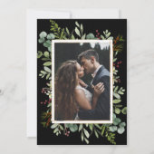 Botanische Greenery Kerstmis Black Weduwfoto Foto Kaart (Achterkant)