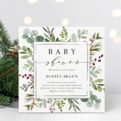 Botanische Greenery-kerstvierkant Baby shower Kaart