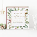 Botanische Greenery-kerstvierkant Vrijgezellenfees Kaart<br><div class="desc">Deze bruidelijke doucheuitnodiging bevat geschilderde waterverf eucalyptus,  groene bladeren,  rode bessen,  pijnboomtakken en een faux gouden vierkant lijst met stijlvolle kalligrafie. Voor meer geavanceerde aanpassingen van dit ontwerp,  gelieve te klikken "aanpassen verder"verbinding. Overeenkomende objecten zijn ook beschikbaar.</div>