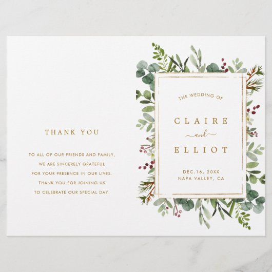 Botanische Greenery-kerstweddenschap (Voorkant)