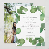 Botanische Greenery laat de foto sparen de Datum Save The Date (Voorkant / Achterkant)