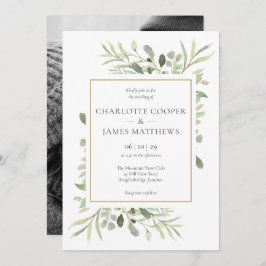Botanische Greenery laat fotobruiloft uitnodigen Kaart