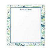 Botanische Greenery Leaf Pattern Persoonlijke naam Notitieblok (Voorkant)