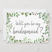 Botanische Greenery | Leaf | Weddenschap Bridesmai Kaart (Voorkant)