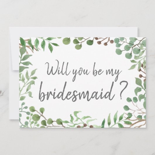 Botanische Greenery | Leaf | Weddenschap Bridesmai Kaart (Voorkant)