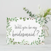Botanische Greenery | Leaf | Weddenschap Bridesmai Kaart (Staand voorkant)