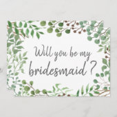 Botanische Greenery | Leaf | Weddenschap Bridesmai Kaart (Voorkant / Achterkant)