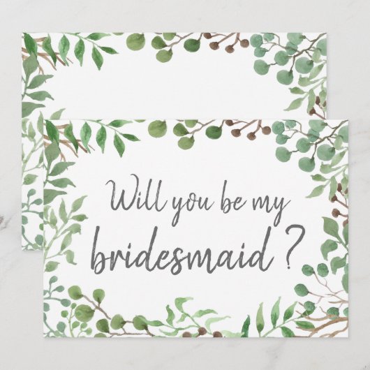 Botanische Greenery | Leaf | Weddenschap Bridesmai Kaart (Voorkant / Achterkant)