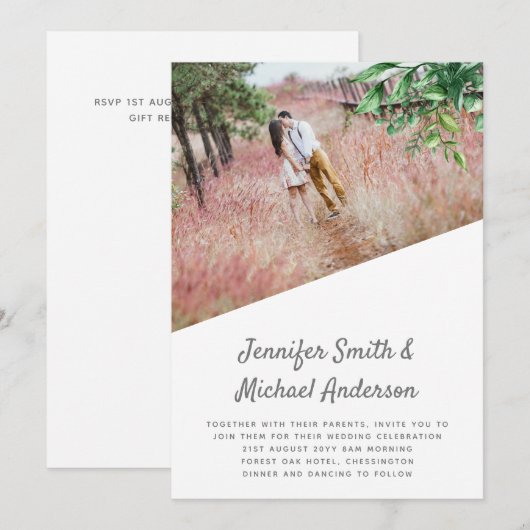 Botanische Greenery Leafy Wedding (Voorkant / Achterkant)