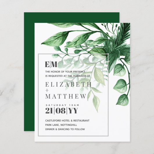 Botanische Greenery Leafy Wedding (Voorkant / Achterkant)