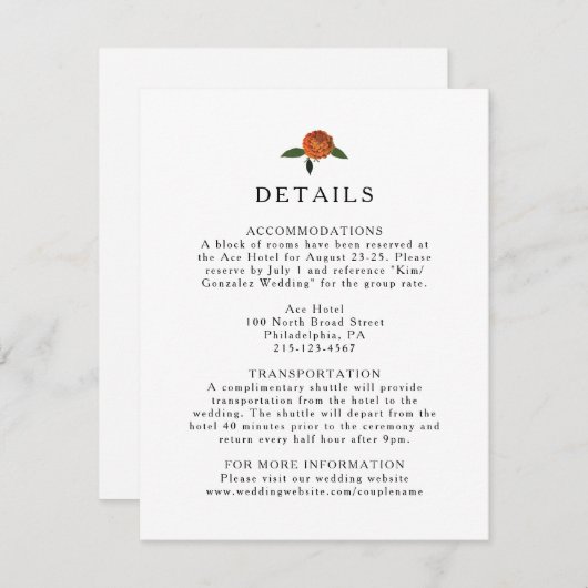 Botanische Greenery, Lemons en Marigbles Informatiekaartje (Voorkant / Achterkant)