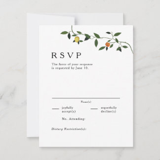 Botanische Greenery, Lemons en Marigbles RSVP Kaartje