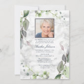 Botanische Greenery Marble Foto van de begrafenis  Kaart (Voorkant)