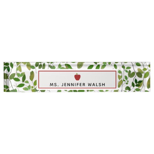 Botanische Greenery Red Apple leraar Naambordje (Voorkant)