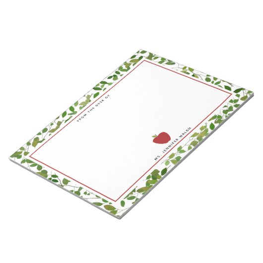 Botanische Greenery Red Apple leraar Notitieblok (Schuin)
