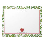 Botanische Greenery Red Apple leraar Notitieblok (Voorkant)