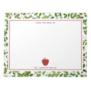 Botanische Greenery Red Apple leraar Notitieblok