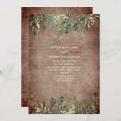 Botanische Greenery Rustic Brick Wedding Kaart (Voorkant / Achterkant)