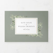 Botanische Greenery Sage Green Photo Wedding Drieluik Uitnodiging (Cover)