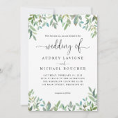Botanische Greenery Sage Green Wedding Invitation Kaart (Voorkant)