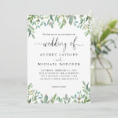 Botanische Greenery Sage Green Wedding Invitation Kaart (Staand voorkant)