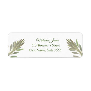 Botanische Greenery Sage Herb Wedding Return Label