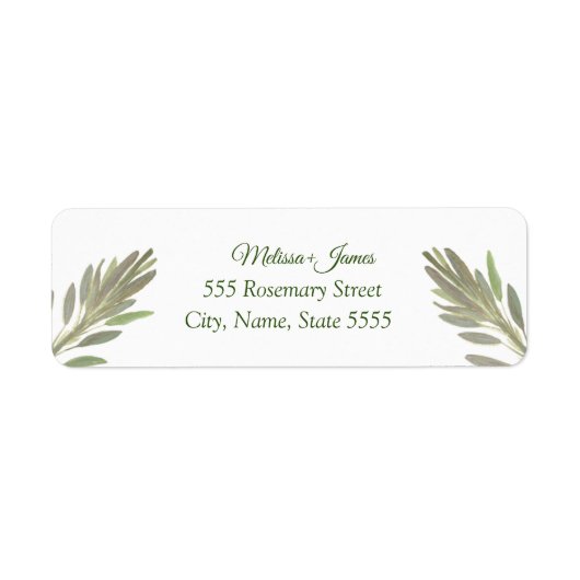 Botanische Greenery Sage Herb Wedding Return Label (Voorkant)