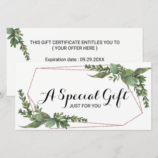 Botanische Greenery Salon & Spa Cadeaubonnen (Voorkant / Achterkant)